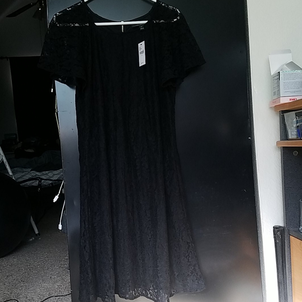 NWT Flutter-sleeve Lace Swing Dress